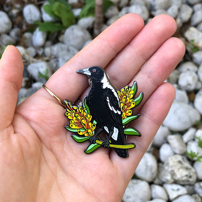 Australian Magpie Enamel Pin