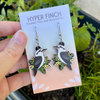 Laughing Kookaburra Wooden Earrings