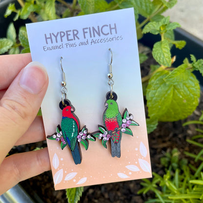 King Parrot Wooden Earrings