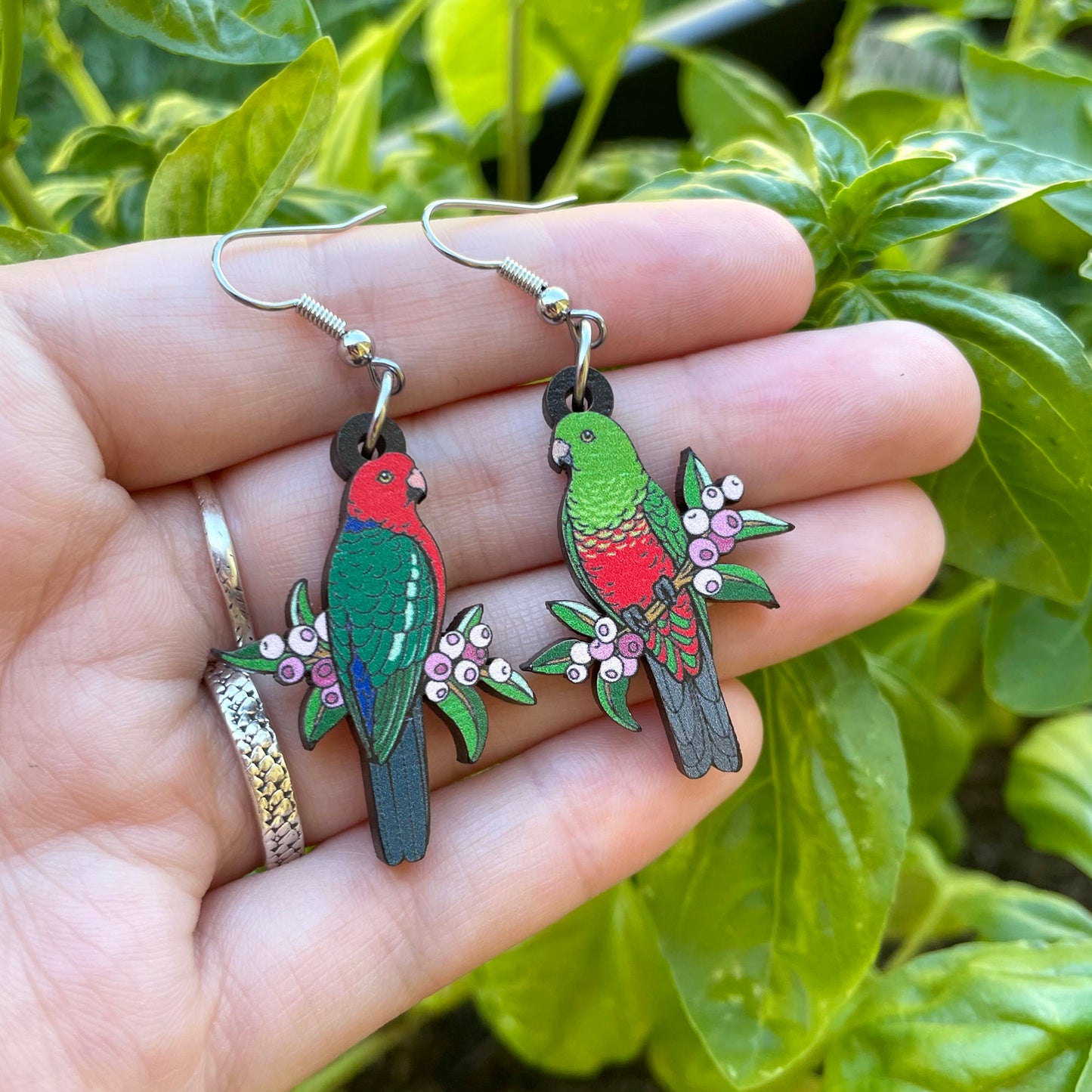 King Parrot Wooden Earrings
