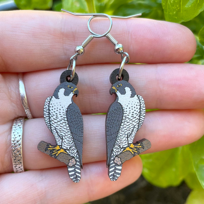 Peregrine Falcon Wooden Earrings