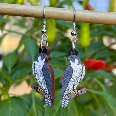 Peregrine Falcon Wooden Earrings