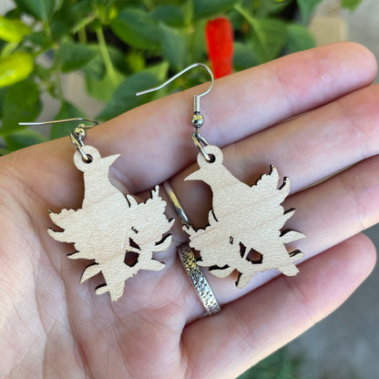 Australian Magpie Wooden Earrings