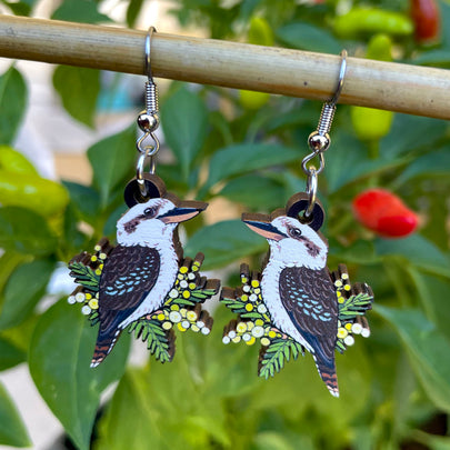 Laughing Kookaburra Wooden Earrings