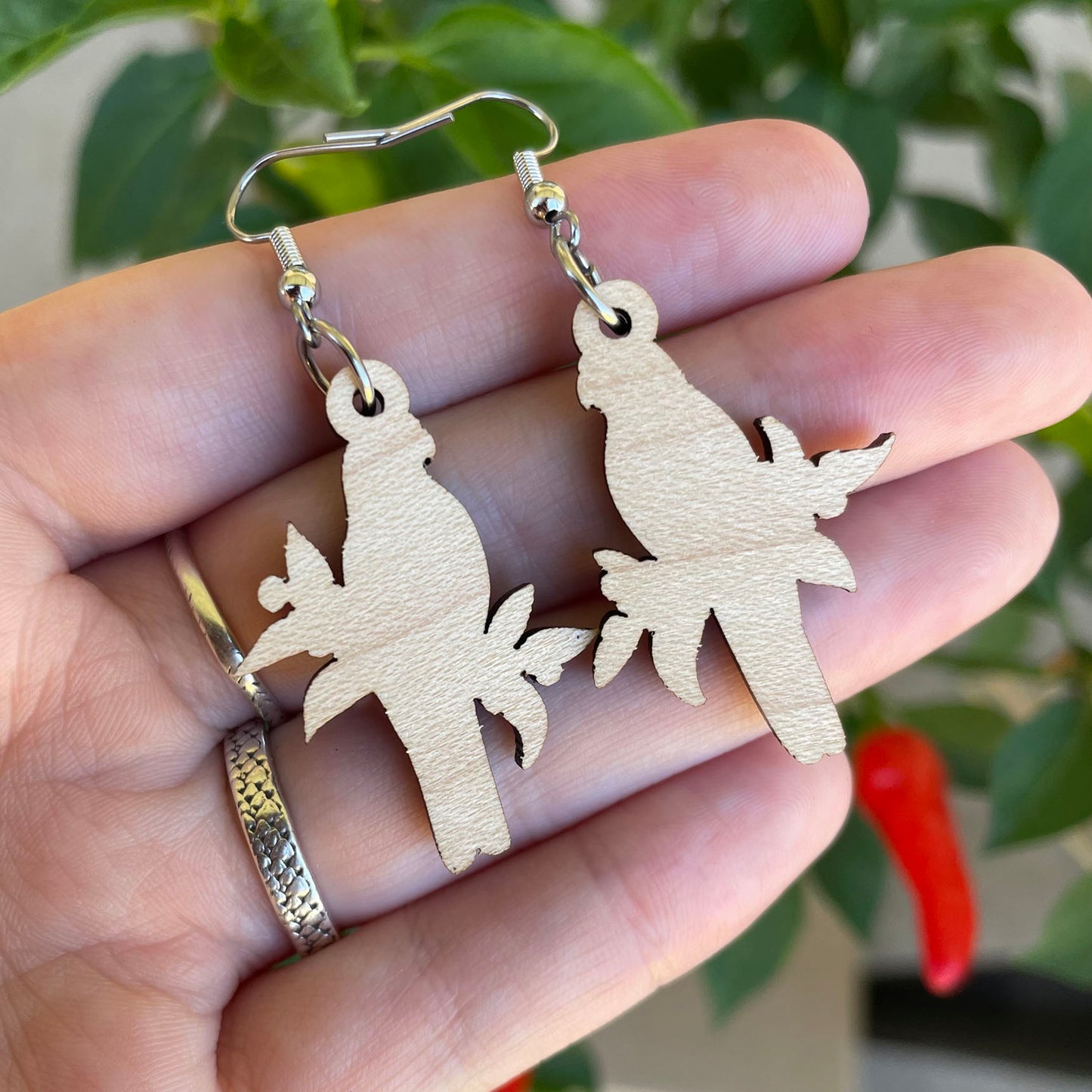 King Parrot Wooden Earrings