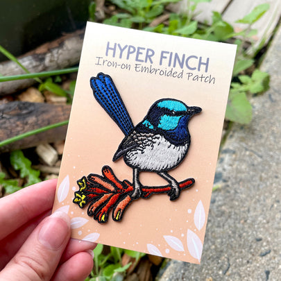 Superb Fairywren Embroided Iron on Patch
