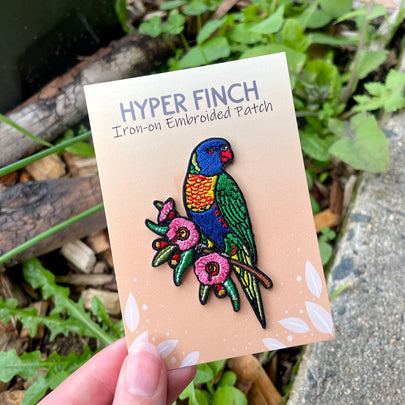 Rainbow Lorikeet Embroided Iron on Patch