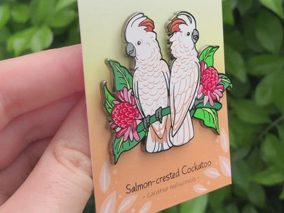 Moluccan / Salmon-crested Cockatoos Enamel Pin
