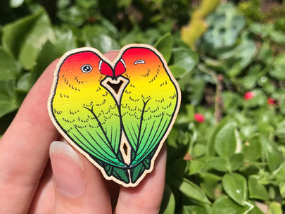Lovebirds Wooden Pin
