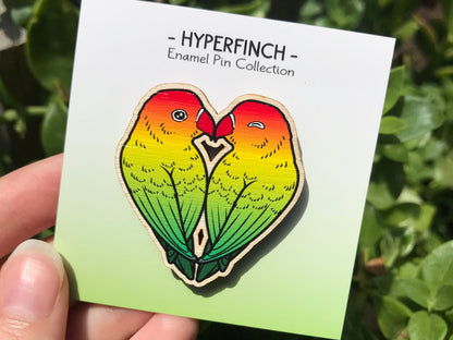 Lovebirds Wooden Pin