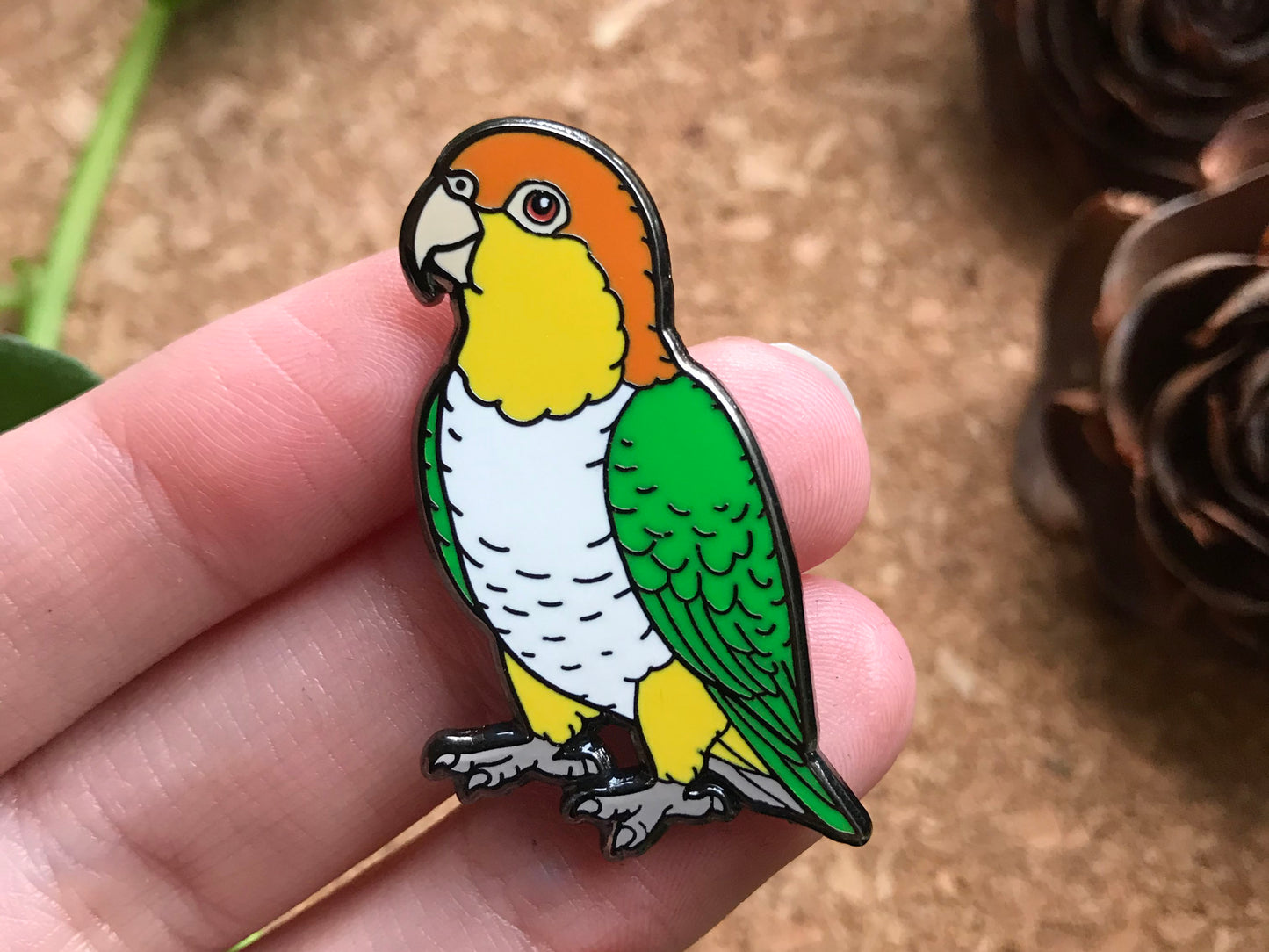 Widget the White-Bellied Caique Enamel Pin