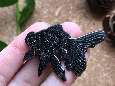 Black Moor Goldfish Enamel Pin