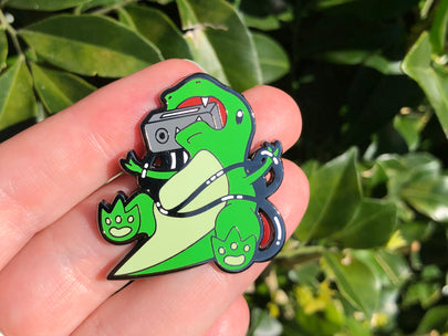 Retrosaur Taping Enamel Pin