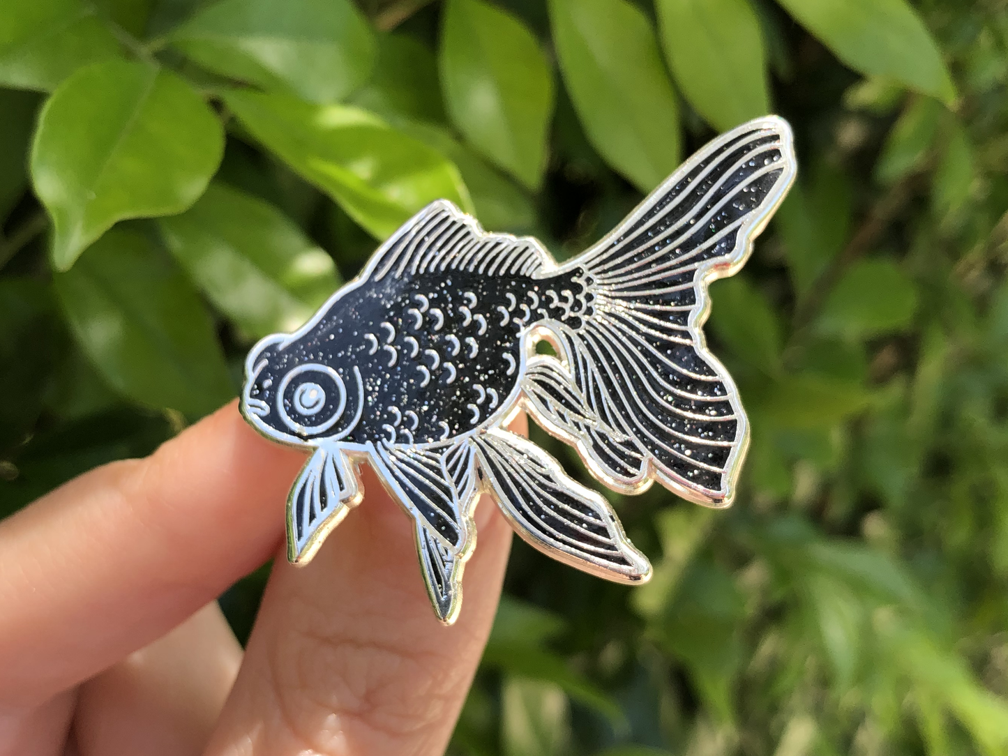 Black Moor Goldfish Pin (Silver Variant)