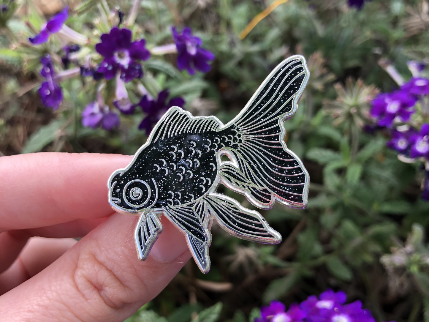 Black Moor Goldfish Pin (Silver Variant)