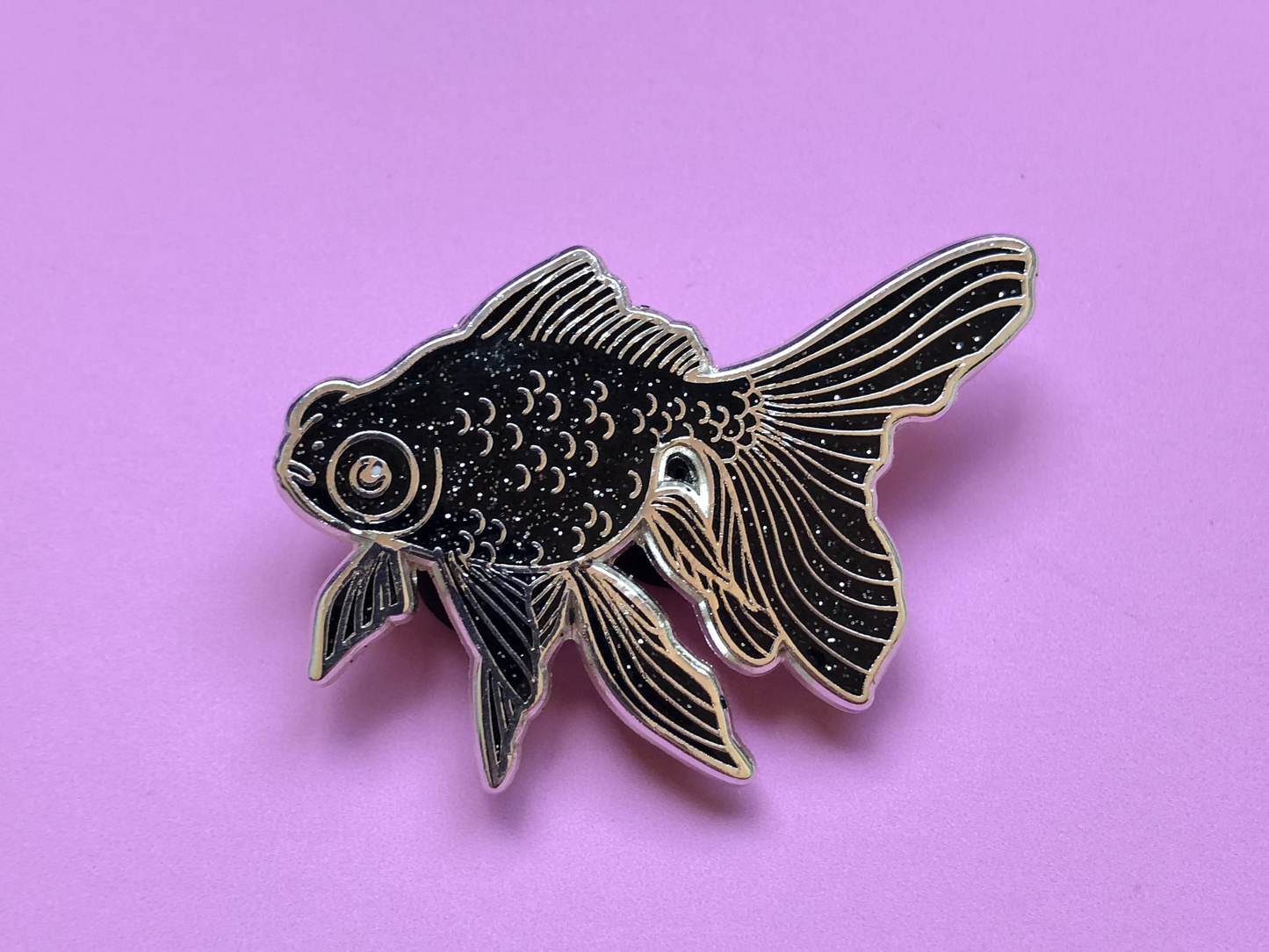 Black Moor Goldfish Pin (Silver Variant)
