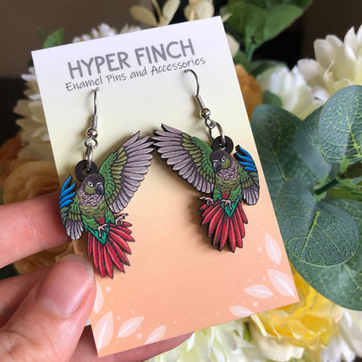 Green-cheeked Conure Wooden Earrings