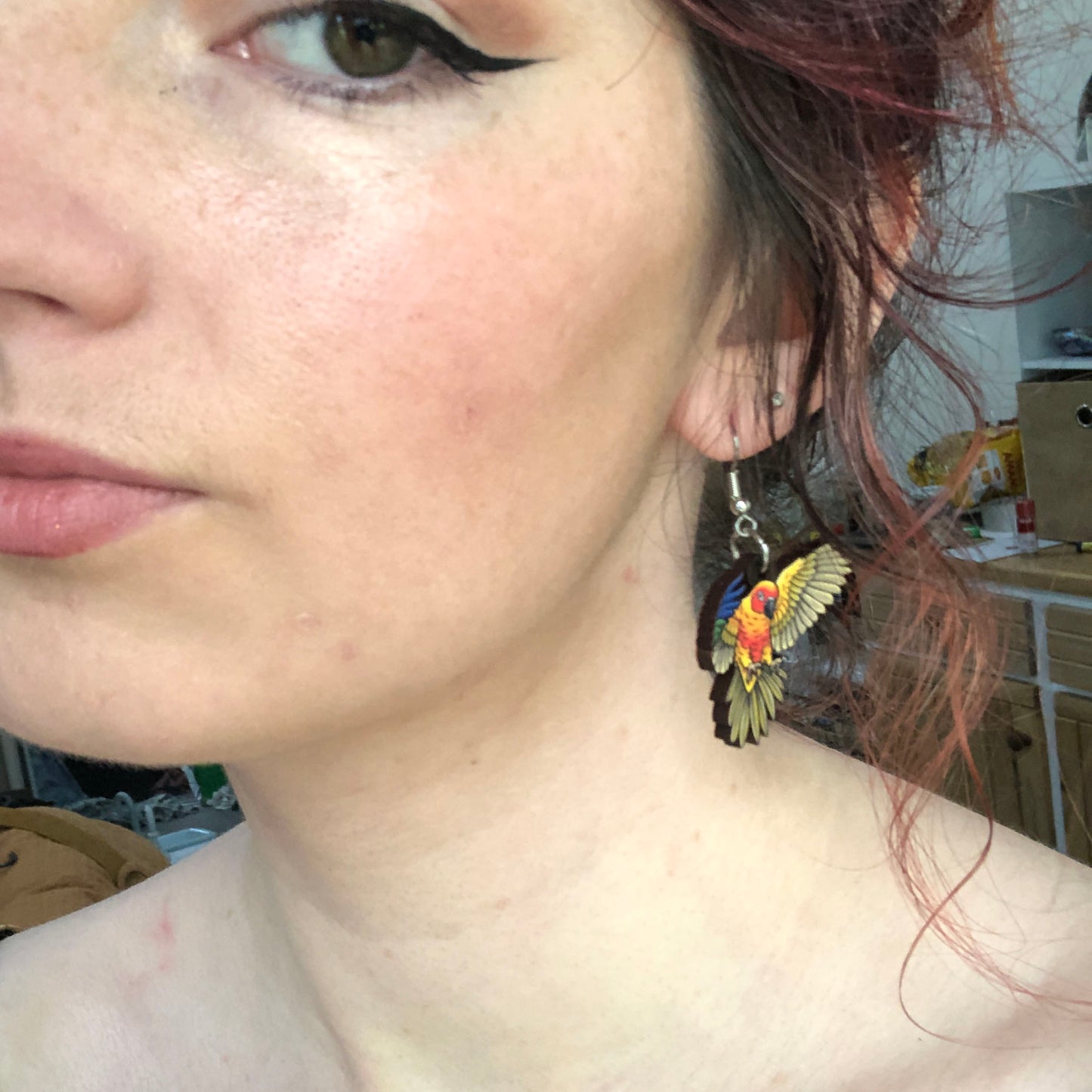 Sun Conure Wooden Earrings