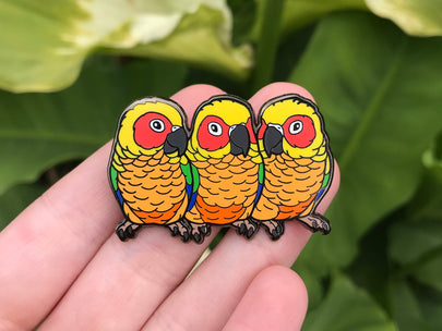 Lily, Phoebe & Detka The Sun Conure Sisters Enamel Pin