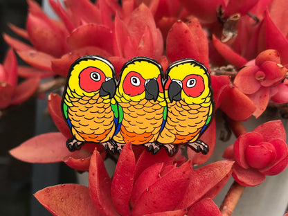 Lily, Phoebe & Detka The Sun Conure Sisters Enamel Pin