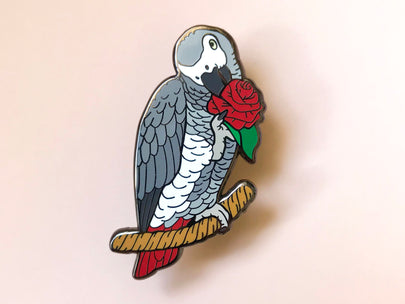 Bean the Congo African Grey Enamel Pin