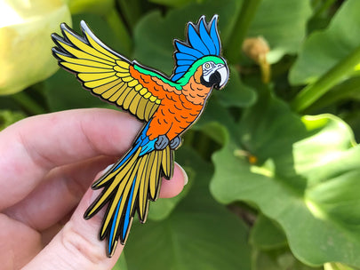 Tusa the Camelot Macaw Enamel Pin