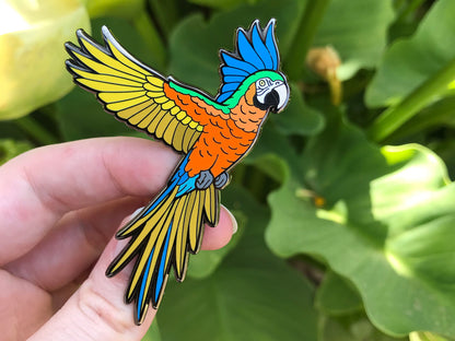 Tusa the Camelot Macaw Enamel Pin