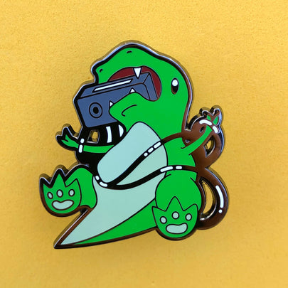 Retrosaur Taping Enamel Pin