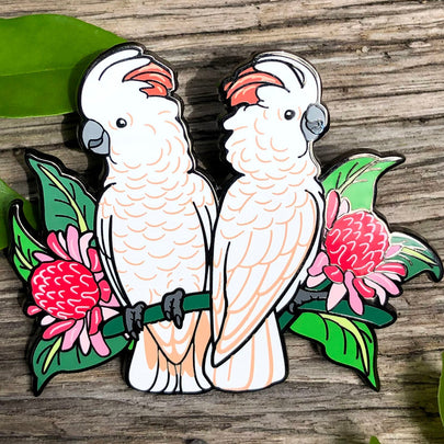 Moluccan / Salmon-crested Cockatoos Enamel Pin