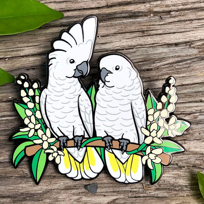 Umbrella / White Cockatoos Enamel Pin