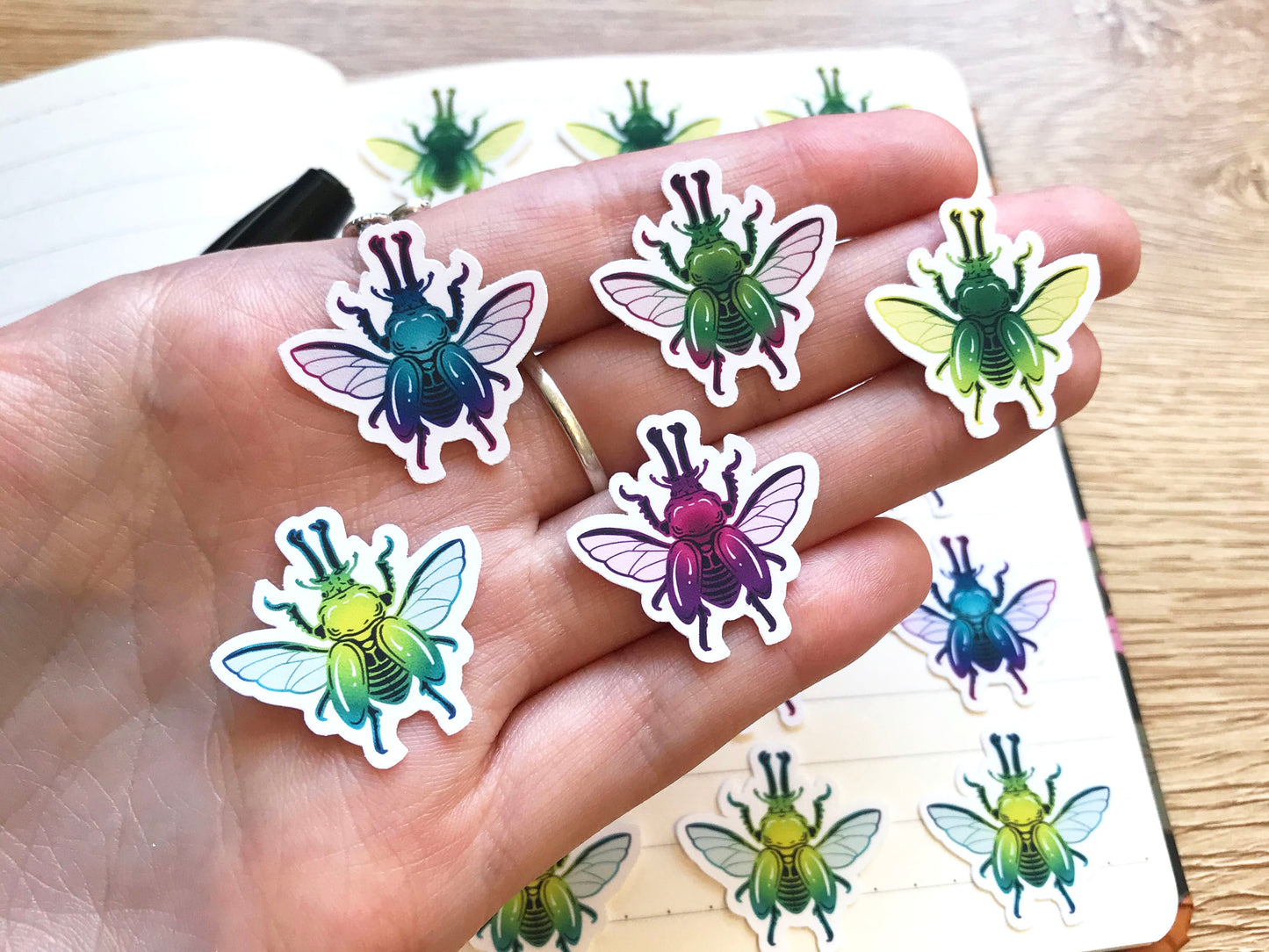 Rainbow Stag Beetle Mini Sticker Pack (20 pack)