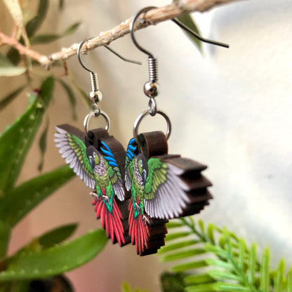 Green-cheeked Conure Wooden Earrings