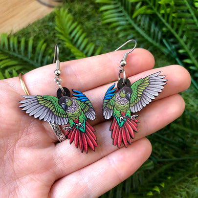 Green-cheeked Conure Wooden Earrings
