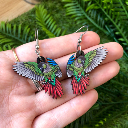 Green-cheeked Conure Wooden Earrings