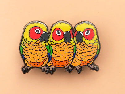 Lily, Phoebe & Detka The Sun Conure Sisters Enamel Pin