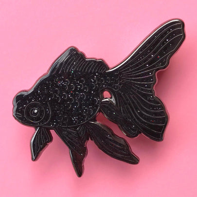 Black Moor Goldfish Enamel Pin