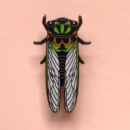 Drummer Cicada Enamel Pin