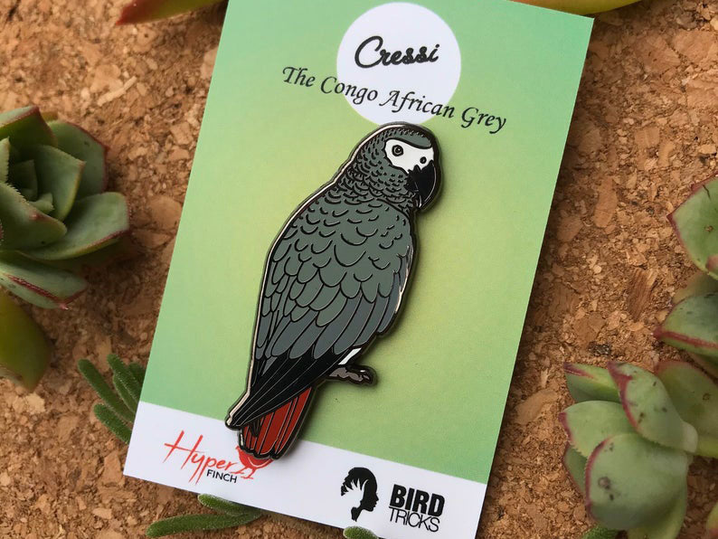 Cressi The Congo African Grey Enamel Pin