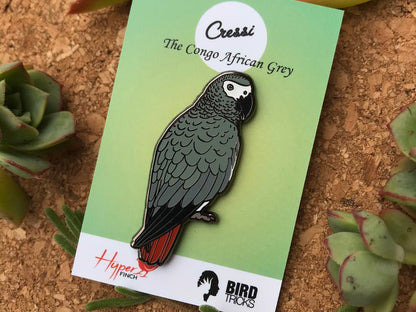 Cressi The Congo African Grey Enamel Pin