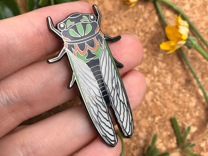 Drummer Cicada Enamel Pin