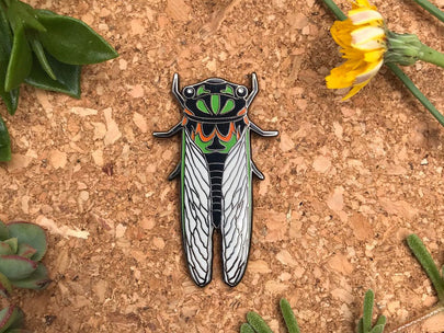 Drummer Cicada Enamel Pin