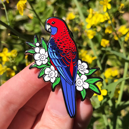 Crimson Rosella Enamel Pin