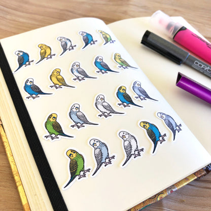 Mixed Budgie Mini Sticker Pack (20 pack)