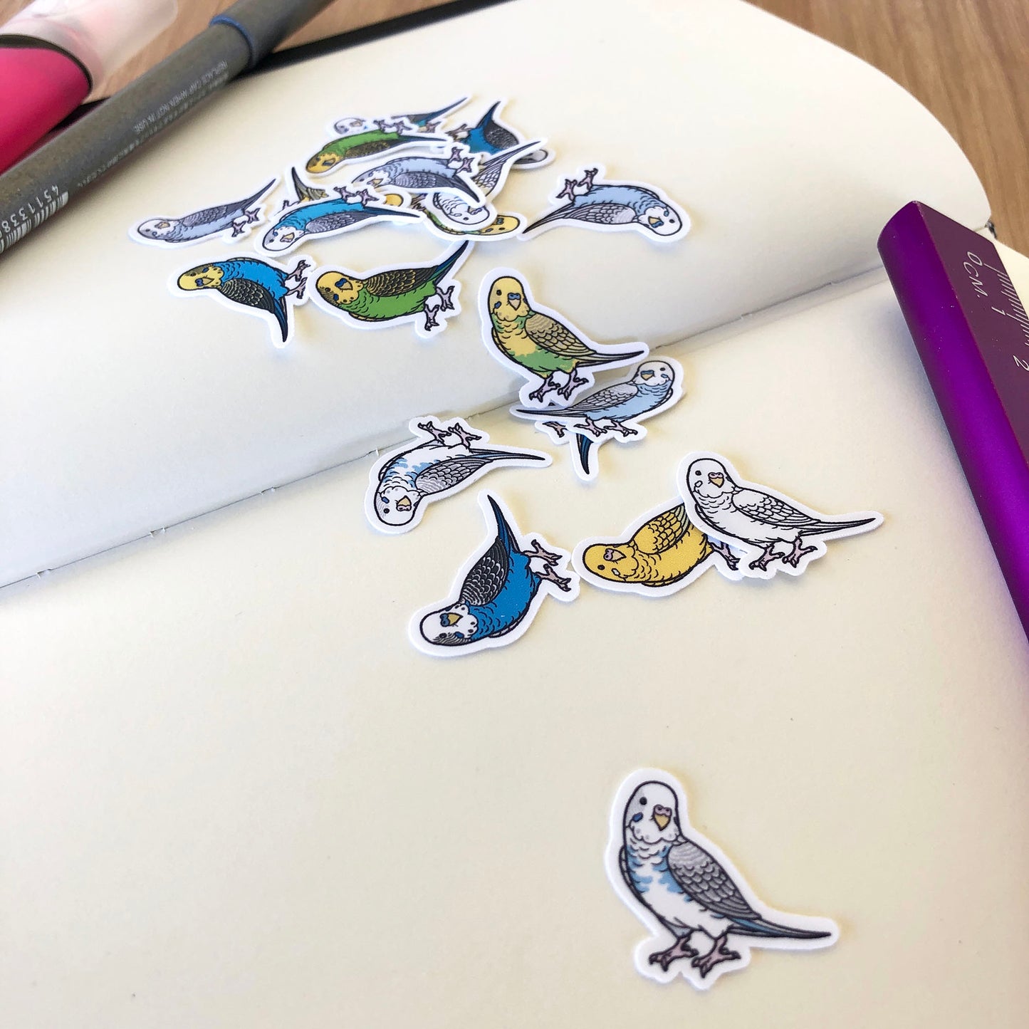 Mixed Budgie Mini Sticker Pack (20 pack)