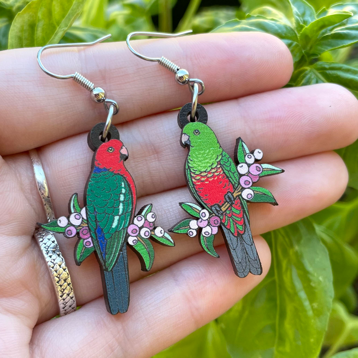 King Parrot Wooden Earrings