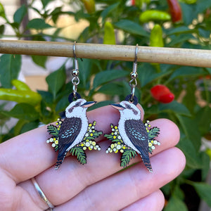 Laughing Kookaburra Wooden Earrings