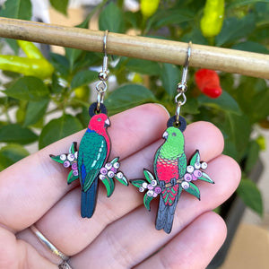 King Parrot Wooden Earrings