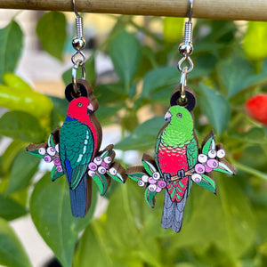 King Parrot Wooden Earrings