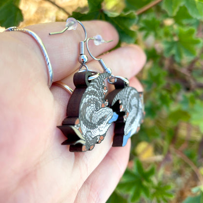 Blue Tongue Lizard Wooden Earrings
