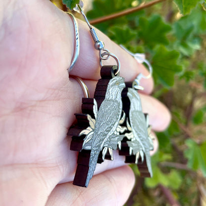 Tawny Frogmouth Wooden Earrings